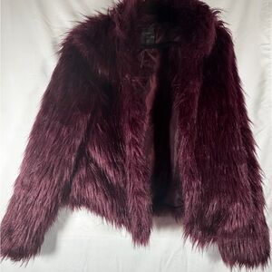 Ci Sono Women's Faux Fur Jacket - Rich Burgundy